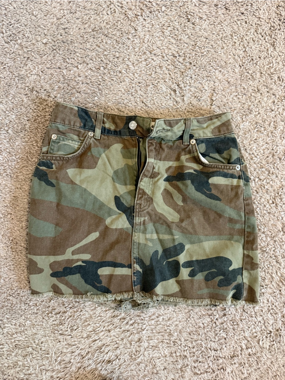 Topshop Camo Mini Skirt- Green & Brown